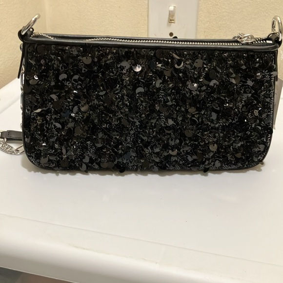 Michael Kors Empire MD chain pouchette Black sequined bag - Picture 3 of 11